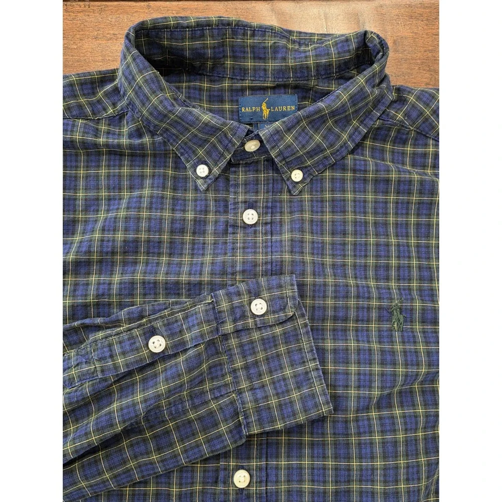 Y2K Ralph Lauren Preppy Boys XL 18-20 Plaid Button Down Shirt Long Sleeve Pony